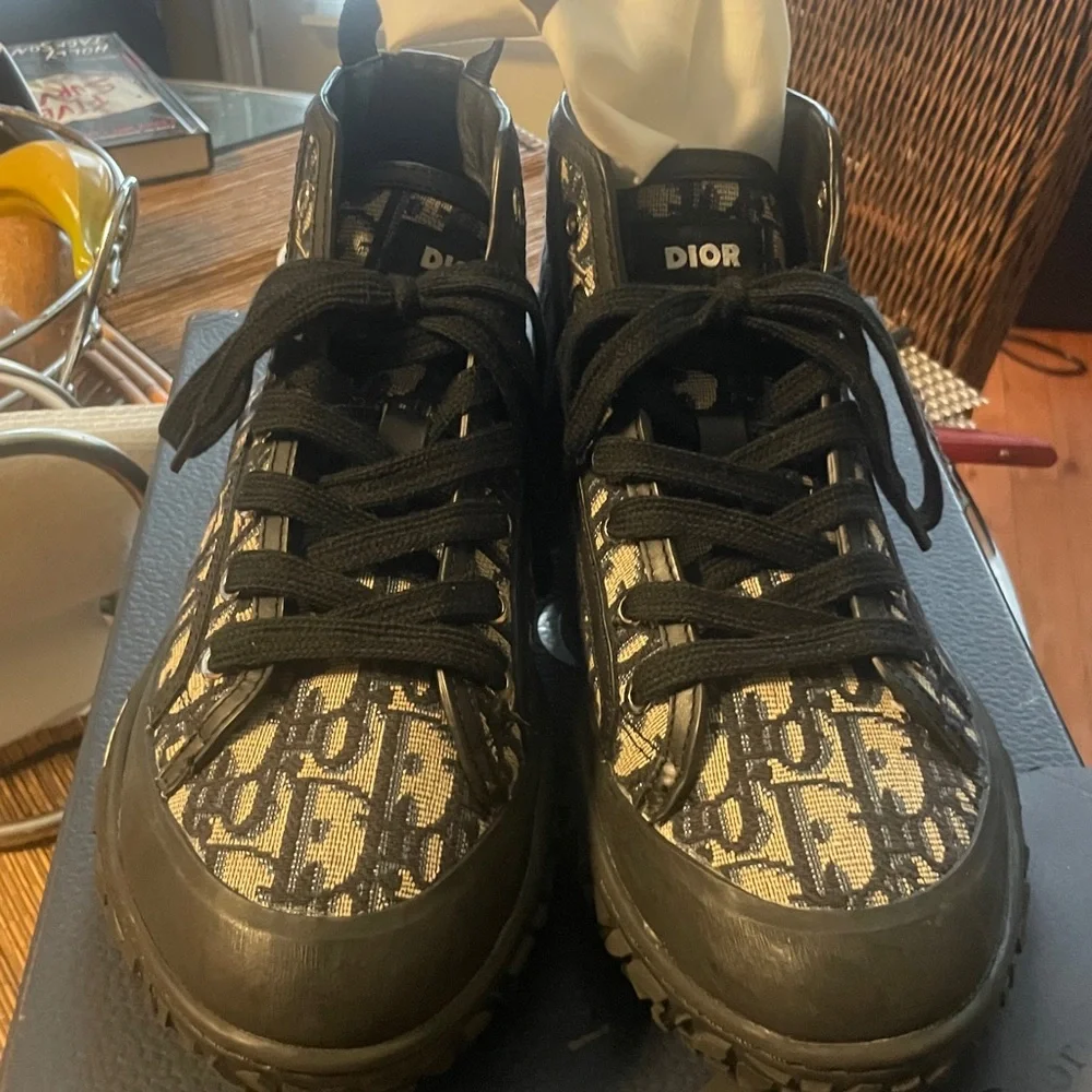 Christian Diors B28 HT - High Top Sneakers - Oblique Transparency - Beige/Black - Picture 2 of 13